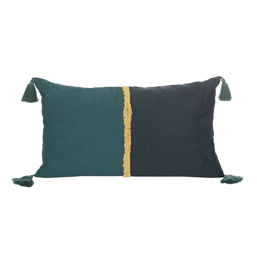 COTTON CUSHION WITH STRIPE PETROL-BLUE 30Χ50